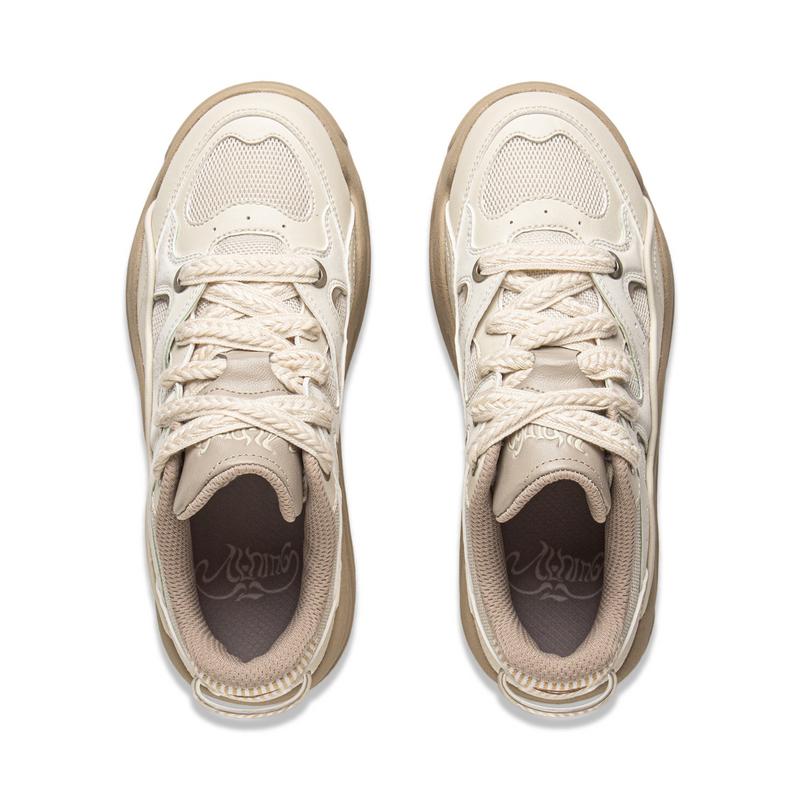 Li Ning Orchid Classic Fashion Retro Versatile Thick Sole Trendy Comfortable Slip Resistant Durable Increased Height Low Top Sneakers AGCV230-1
