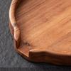 Wooden Tea Tray with U Shaped Opening Multifunction Round Wooden Serving Plate Tray for Tea Fruit