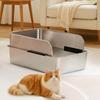 2025 Stainless Steel Cat Litter Box Non-Stick Semi-Enclosed Cat Bedpans Odor-Proof & Anti-Splash Pet Toilet with High Sides