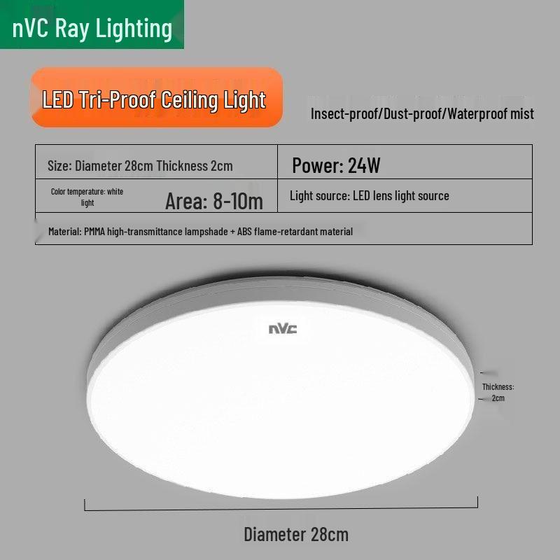 NVC/Rays Modern Minimalist LED Ceiling Light for Bedroom, Kitchen, Balcony, or Corridor