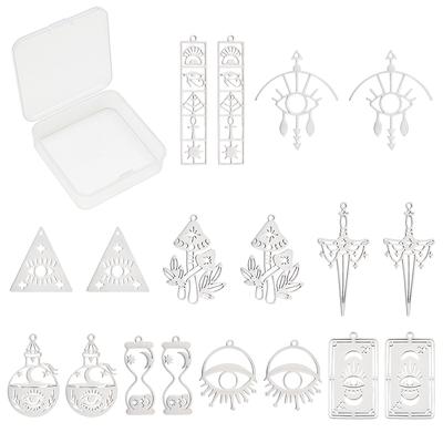 18Pcs 9 Style 201 Stainless Steel Pendants, Laser Cut, Tarot Theme, Sword & Rectangle & Eye & Sand Clock & Mushroom, Stainless Steel Color, 2pcs/style