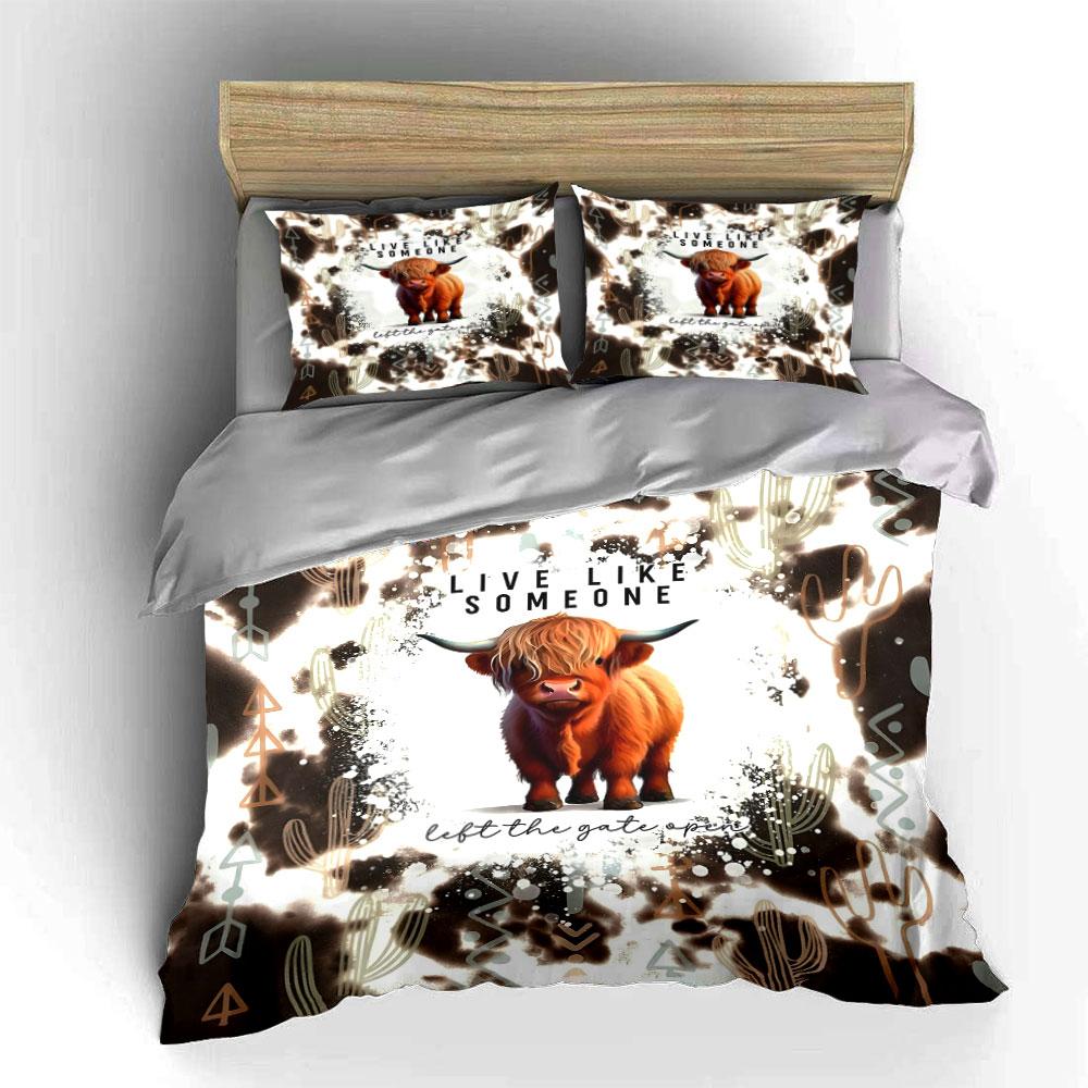 Highland cow and cacti. Bedding sets Duvet cover sets Duvet covers Pillowcases(1 * Duvet Cover 2 * Pillowcases without duvet insert)
