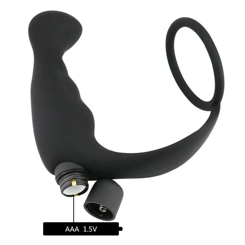 Adult sex toys toy 10 frequency prostate lock fine ring silicone vibrator anal plug male massager cock ring