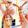 Jinnew Sausage Dog With Movable Spring Ear Resin Cartoon Pendant Keychain