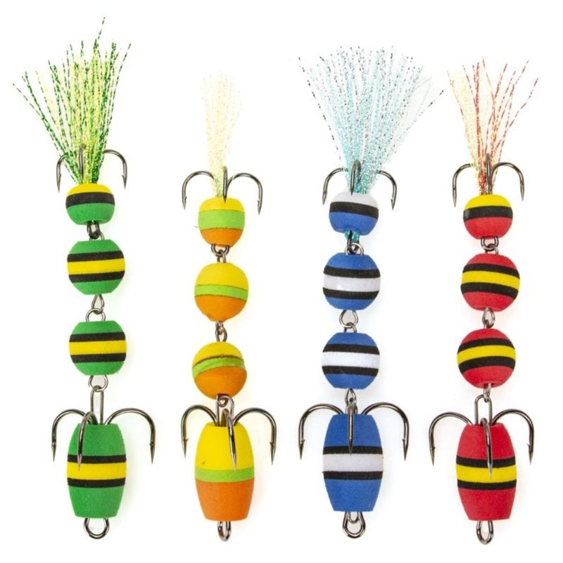 2pcs Light Weight Foam Baits Soft Fishing Baits High Density Foam Swim Baits with 2 Hook Fishing Tackle Foam Lures