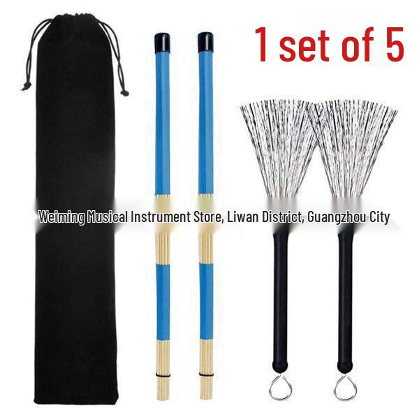 

Stainless Steel and Bamboo Drum Brush Kit - Drumsticks and Accessories Bundle Steel Brush + Blue 19 Bundle + Velvet Bag