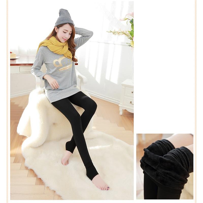Women's Autumn And Winter Thick Fleece Leggings With Pearl Fleece Foot Insulation One Piece Pants
