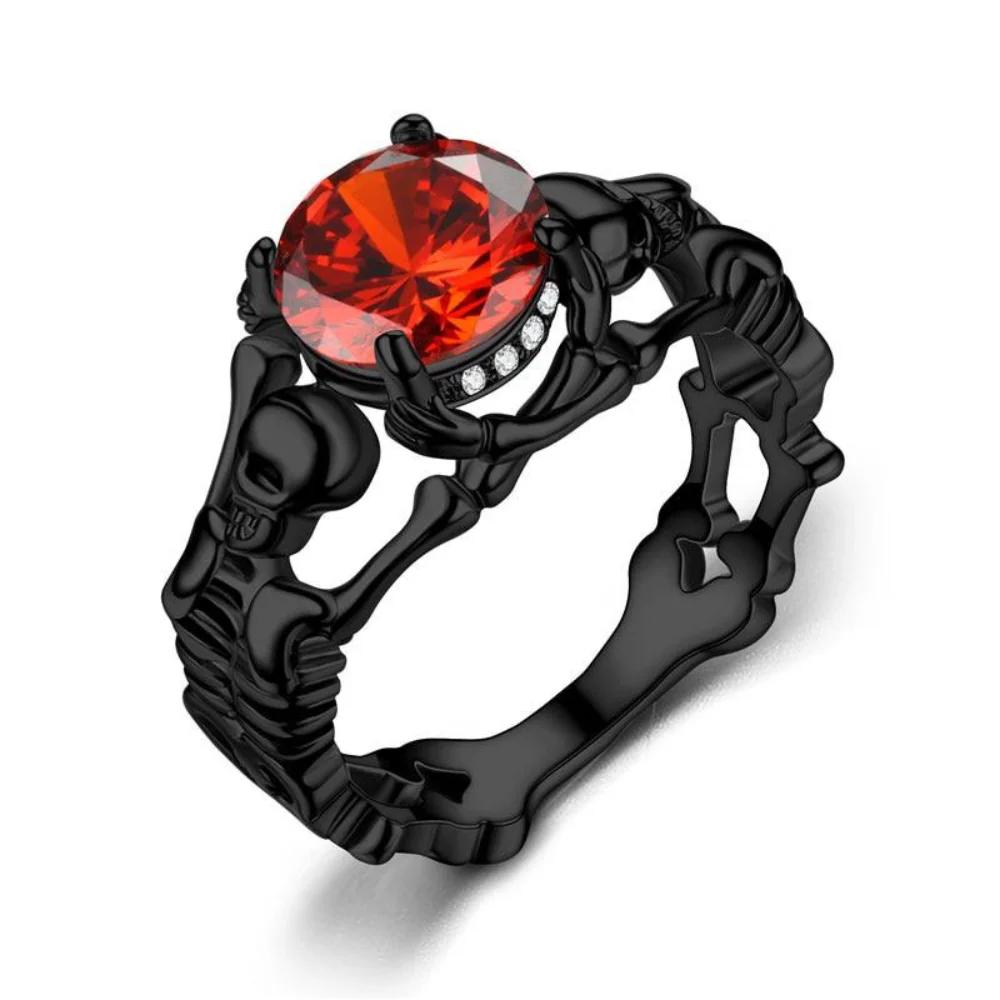 

Gothic Statement Promise Cocktail Party Biker Skull Ring Vampire Accessories Halloween Gifts 7 красный