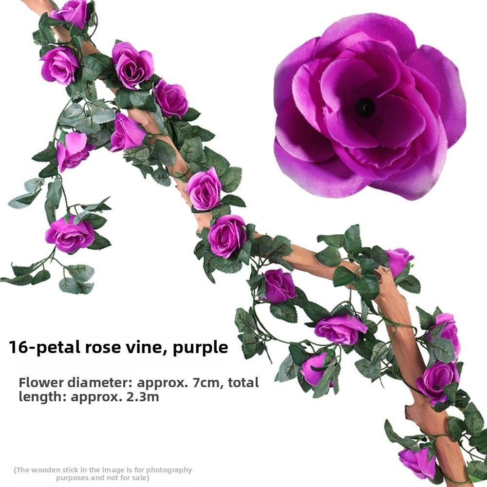 16/69Heads Artificial Rose Vine Plastic Silk Fake Plants Leaves Home Decoration