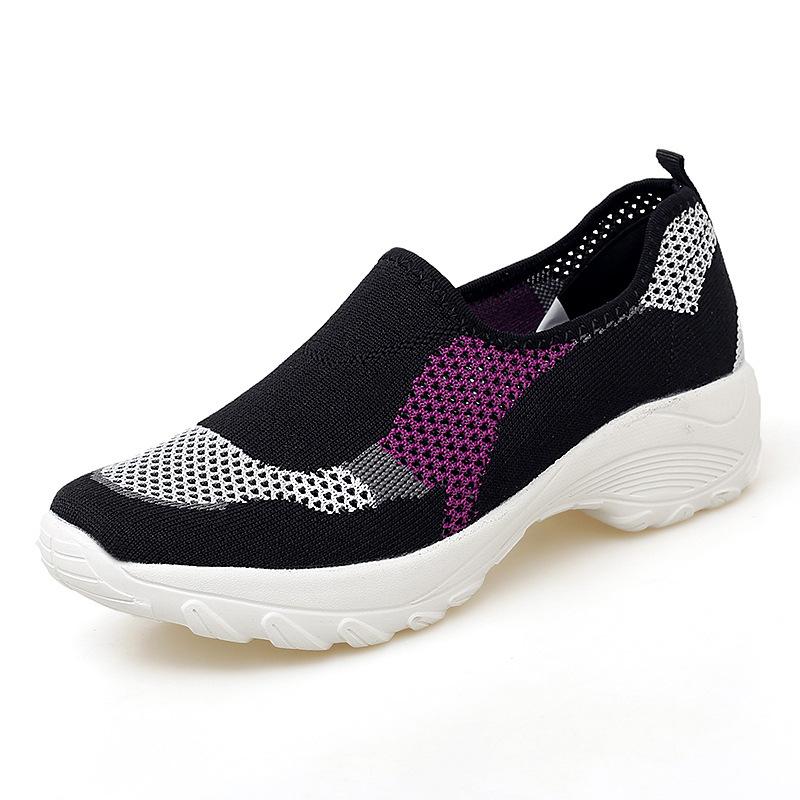 Foreign trade new casual platform sports shoes women's fashion low-top foot-fitting women's shoes fly-woven mesh breathable mother shoes