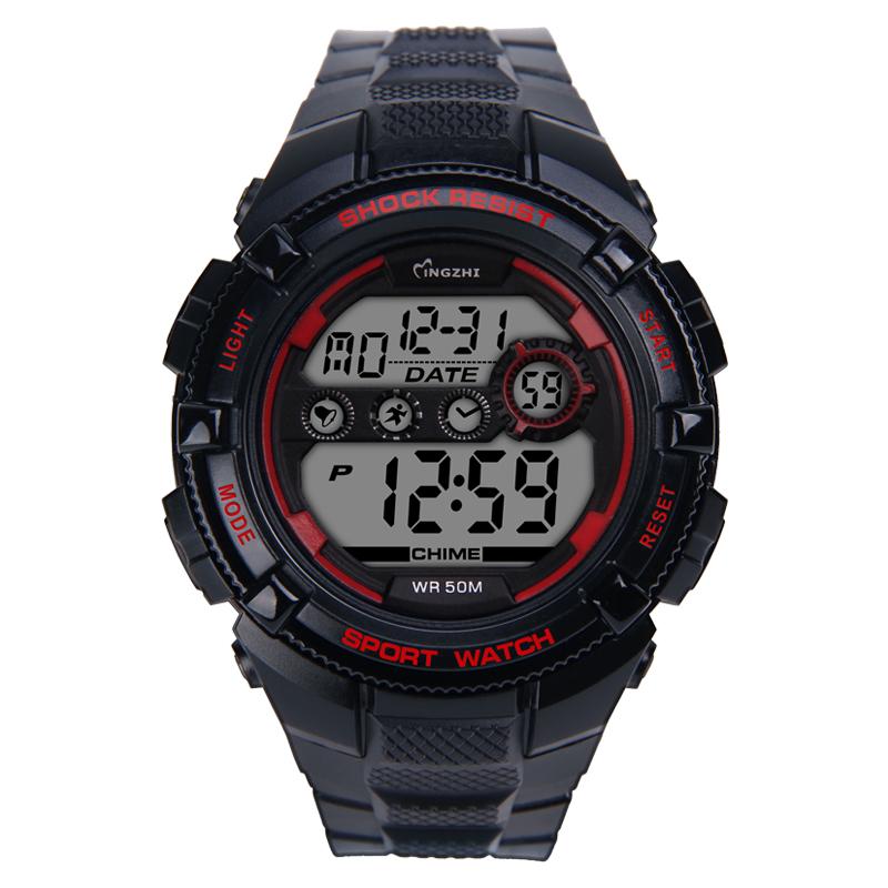 Men's Classic ODM Digital Watch Black Plastic 3ATM Waterproof with Chinese Movement Luxury Sport Feature Alarm