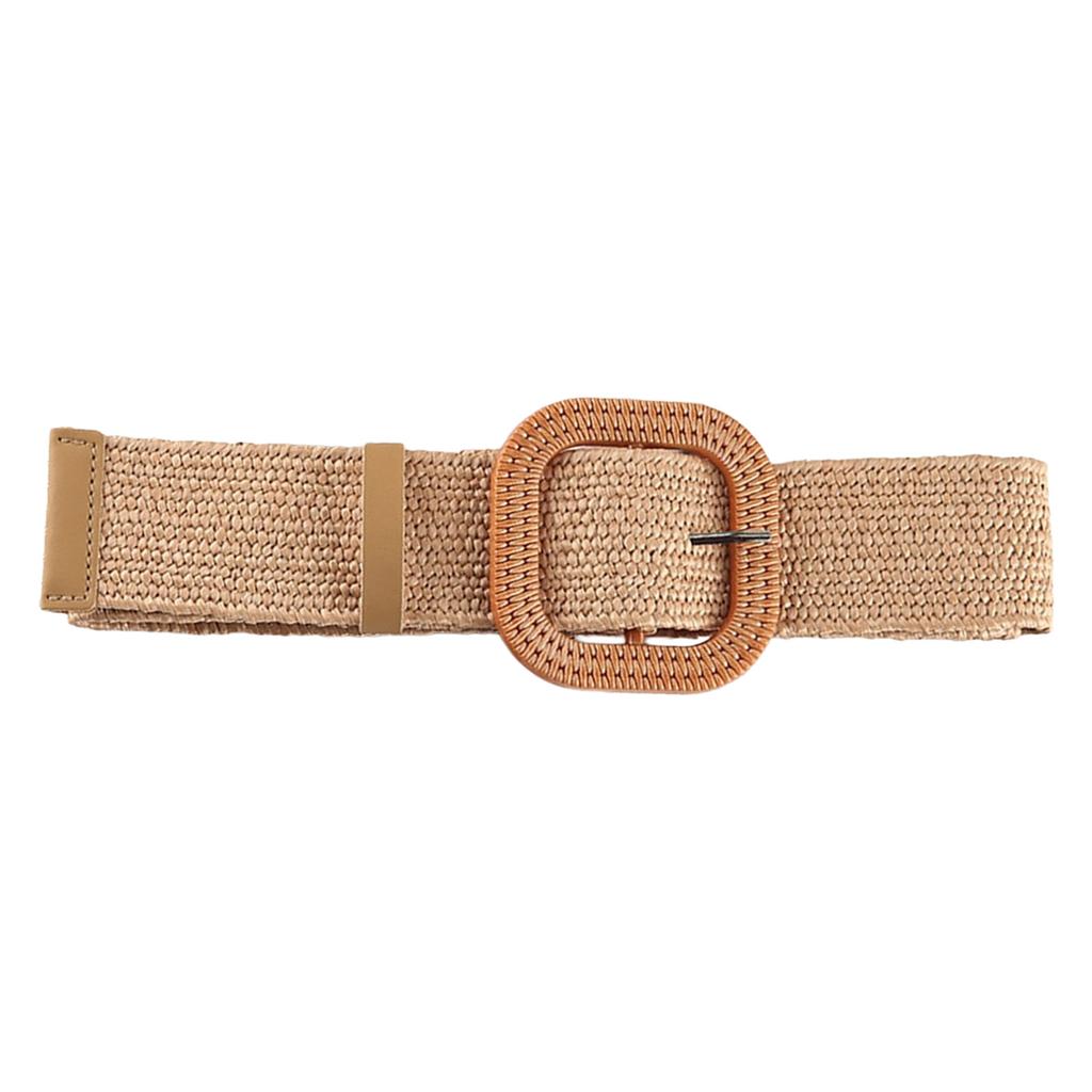 Plastic Buckle Waist Belt Aesthetic Braided Belt Decorative Waistband Wide Belt for Dress Elegant Weaving Waiststrap