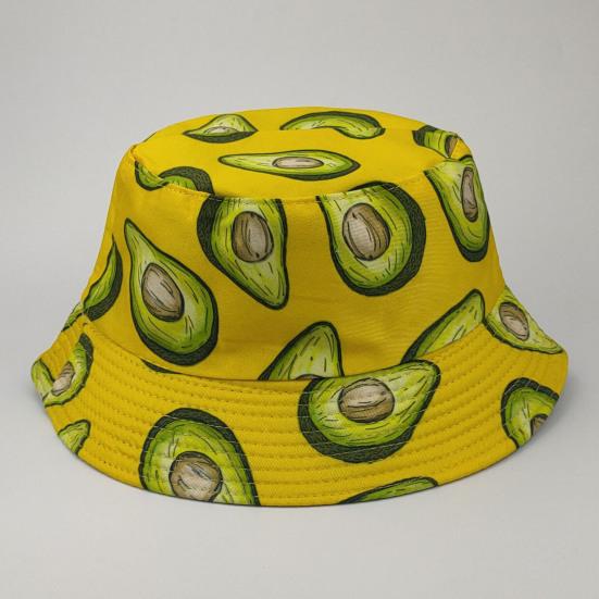 Fischerhut Avocado-Print Beidseitig Flacher Oberteil Atmungsaktiv UV-Schutz Sonnenschutz Dekorativ Erfrischendes Fruchtmuster Bucket Hat Kopfbedeckung