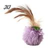Interactive Cat Toys for Indoor Cats Furry Ball Toy with Feather, Pom Balls, Safe Plush Adult Soft Kitten Chasing Exercise Entertainment Stress Relief