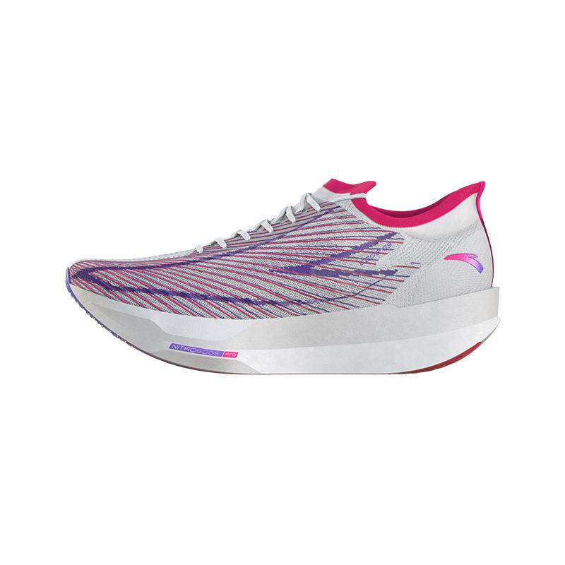 New Anta C202 G9 Anti-Slip Wear-Resistant Low-Top Carbon Plate Marathon Running Shoes Women's White Purple Red 122445573-2