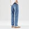 Men's Summer Light Blue Casual Thin Jeans Straight Loose Korean Versatile Trousers