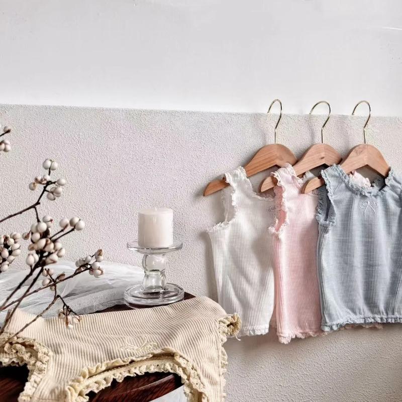 Korean Style Children's Lace Vest Cute Summer Sleeveless Shorts Thin Set Girls Kids Fashion Outfit