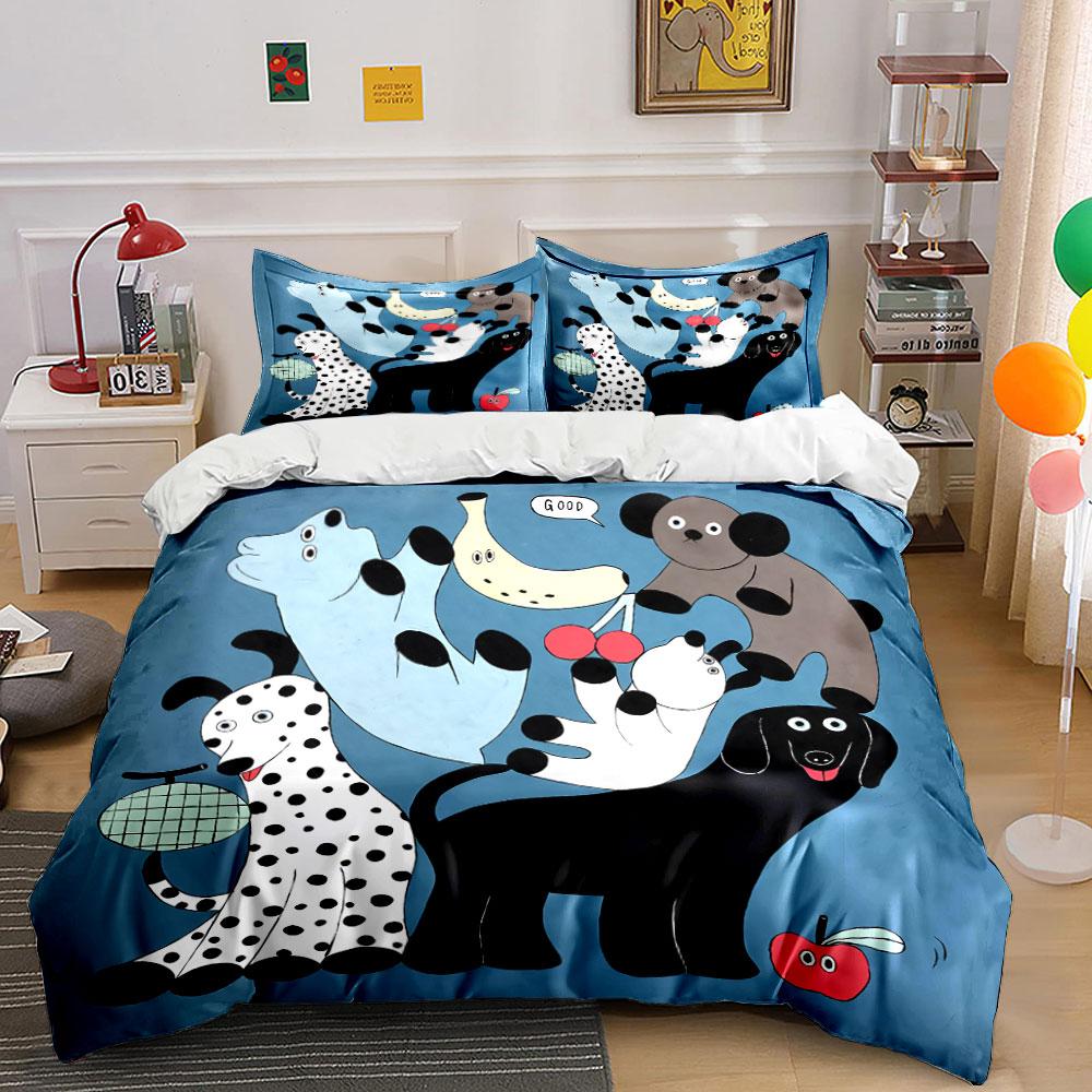Playful Cute Animals Pattern Bedding Duvet Cover Set Duvet Cover Pillowcases (1*Duvet Cover 2*Pillowcases, without duvet insert)