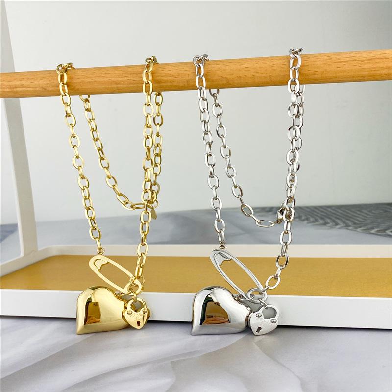 Retro Harajuku-Style Heart Necklace - European & American Influenced Women's Disco Chic Design