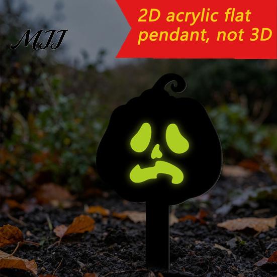 Halloween Party Festive Stakes Pumpkin Yard Sign with Stake, Glow in The Dark Cool Theme Props Spooky Silhouette Garden Stake for Outside Patio