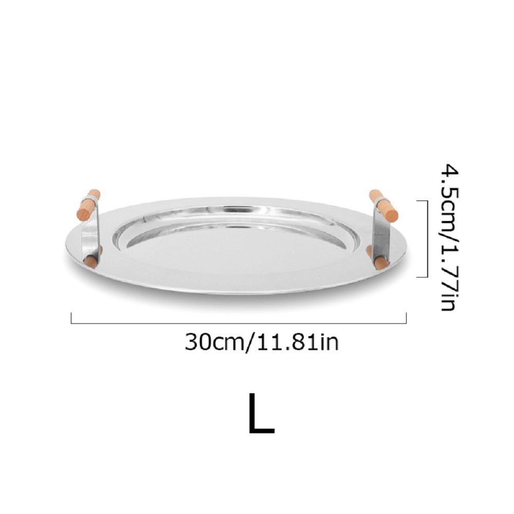 1PC Storage Round Tray Decoration Electroplating Color Scandinavian Put Tea Cup Tray Ins Wind Round Tray Wooden Handle