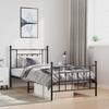 Vidaxl Struttura Letto in Metallo con Testiera e Pediera, Nera, 100X200cm