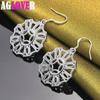 925 Sterling Silver Round Geometry Pendant Earring Jewelry