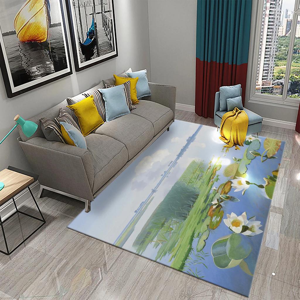 3D Water Lily Abstract Oil Painting Carpet for Bathroom Kitchen Anti-slip Doormat Rug Carpet Bedroom Living Room Decor Floor Rug