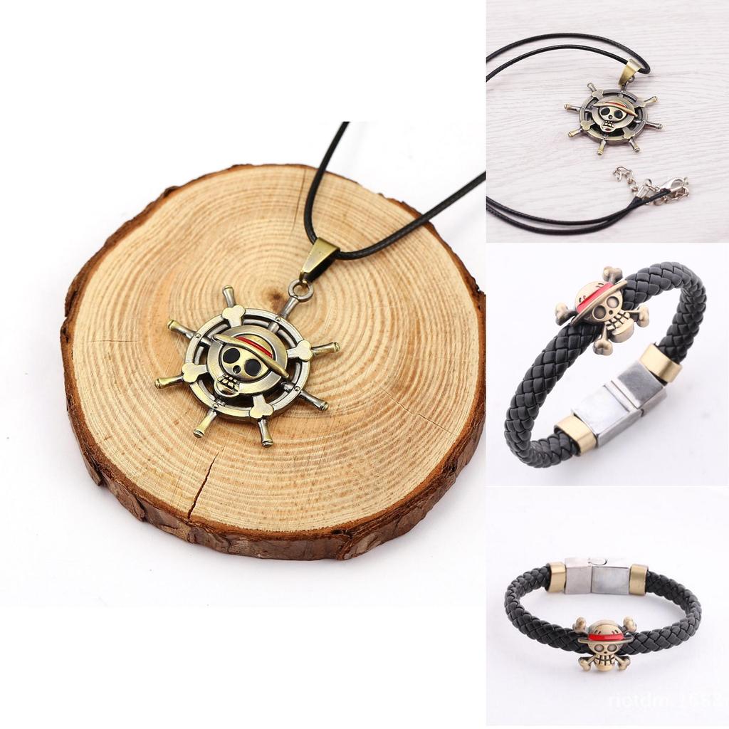 Anime New Cosplay One Piece Luffys Straw Hat Metal Necklacebracelet Pendant