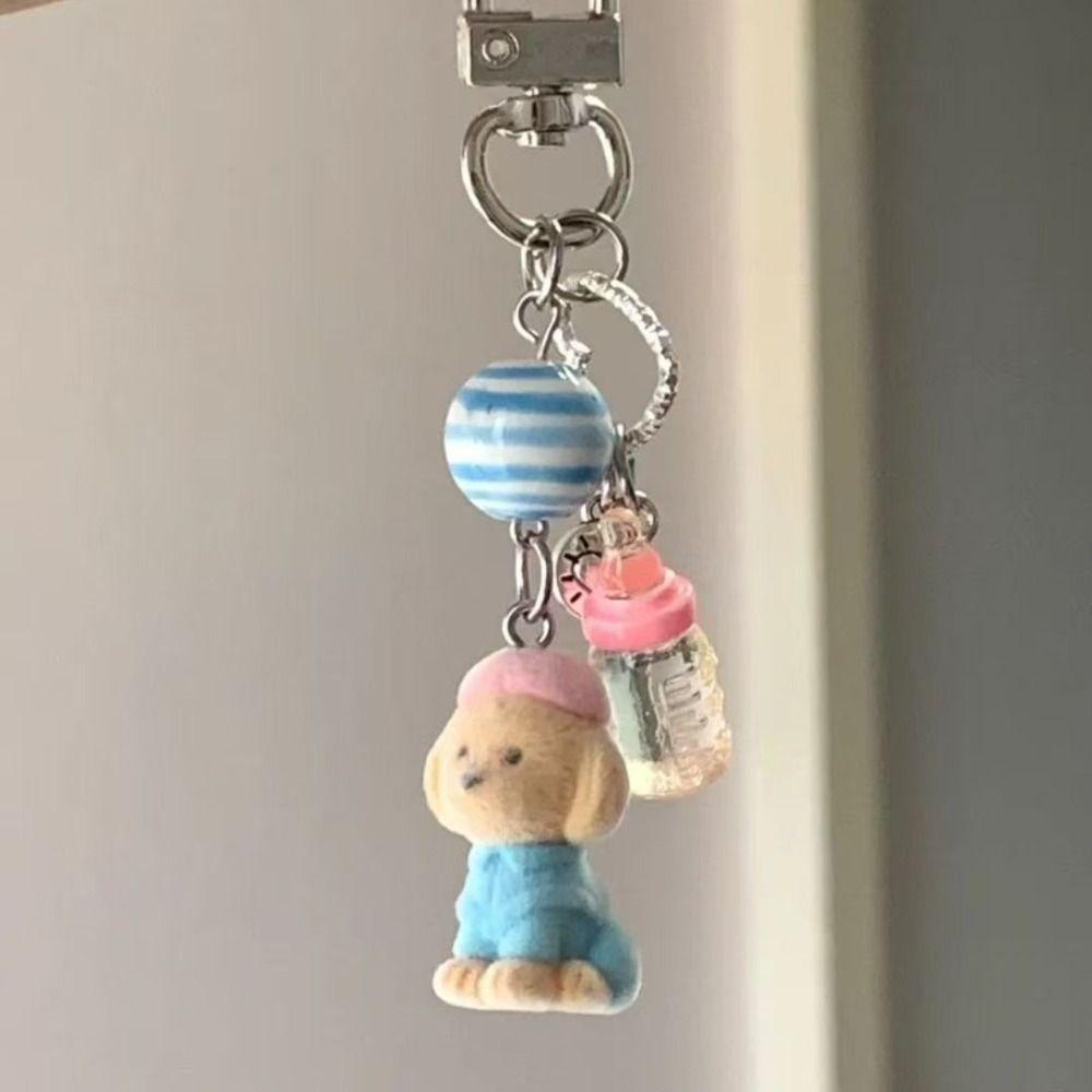 Bag Pendant Koala Duck Keyring Phone Charm 3D Dog Pendant Flocking Animal Keychain  Schoolbags