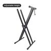 X Style Piano Keyboard Stand Adjustable and Portable Heavy Duty Music Stand with Anchoring Strap Black