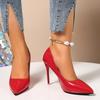 High-heeled Pumps Women Spring Autumn Shallow Mouth Single Shoes Apricot Thin Heeled Ladies Dress Pointed Fashion Women's Shoes
