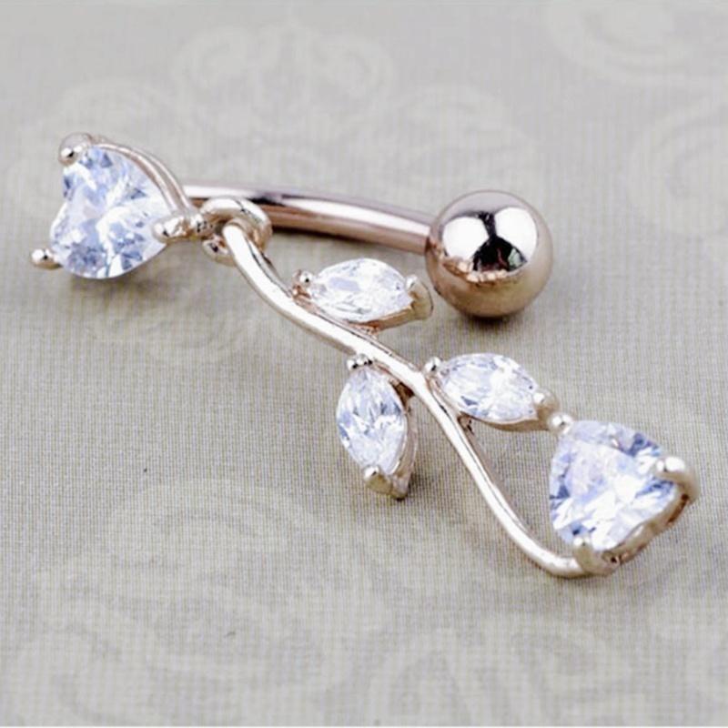 NEW Rhinestone Dangle Body Piercing Crystal Navel Belly Button Bar Barbell Rings