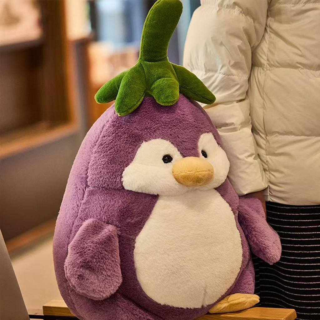 Plush Eggplant Penguin Toy With Pp Cotton Filling For Kids And Teens Comfort Gift