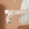Bow Word with Sandals Summer Sweet Medium Heel Thick Heel Thick Sole Word Buckle
