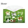 Multipurpose Tissue Bag Leather Box Cover with Cartoon Puppies Pattern, Foldable Desktop Organizer, Napkin Holder Kitchen Paper Storage Case,