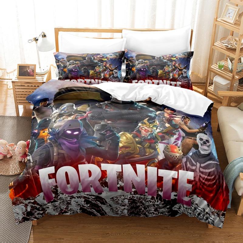 Comforter Fortnite Bedding Suit 3D Printed Bedroom Bed Bedclothes 2/3Pcs Anime Cartoon Room Decoration Kids Xmas Gift