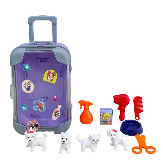 Dollhouse Mini Suitcase Trolley Luggage Handbag Model Candy Box Toy Stand Pretend Play Toy Suitcase Toys for Doll House Decor Pet Grooming Dressing