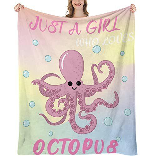 Cartoon Octopus Flannel Blanket Living Room Bedroom Decorative Blanket Lunch Break Blanket Blanket