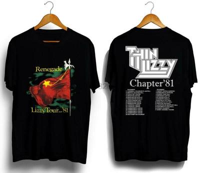 Thin Lizzy 1981 Renegade Tour Heavy Metal Blues Rock Band T-shirt alle maten