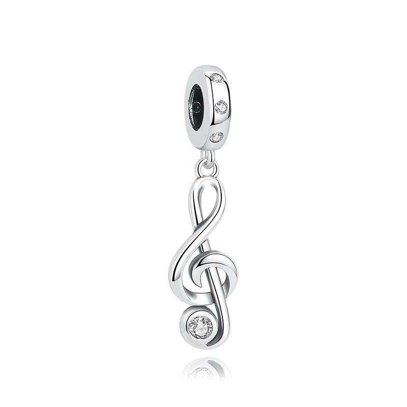 Original 925 Sterling copper Charm Bead Love Music Note Piano Pendant Charms Fit Brand Bracelets Necklaces Women Diy Zircon