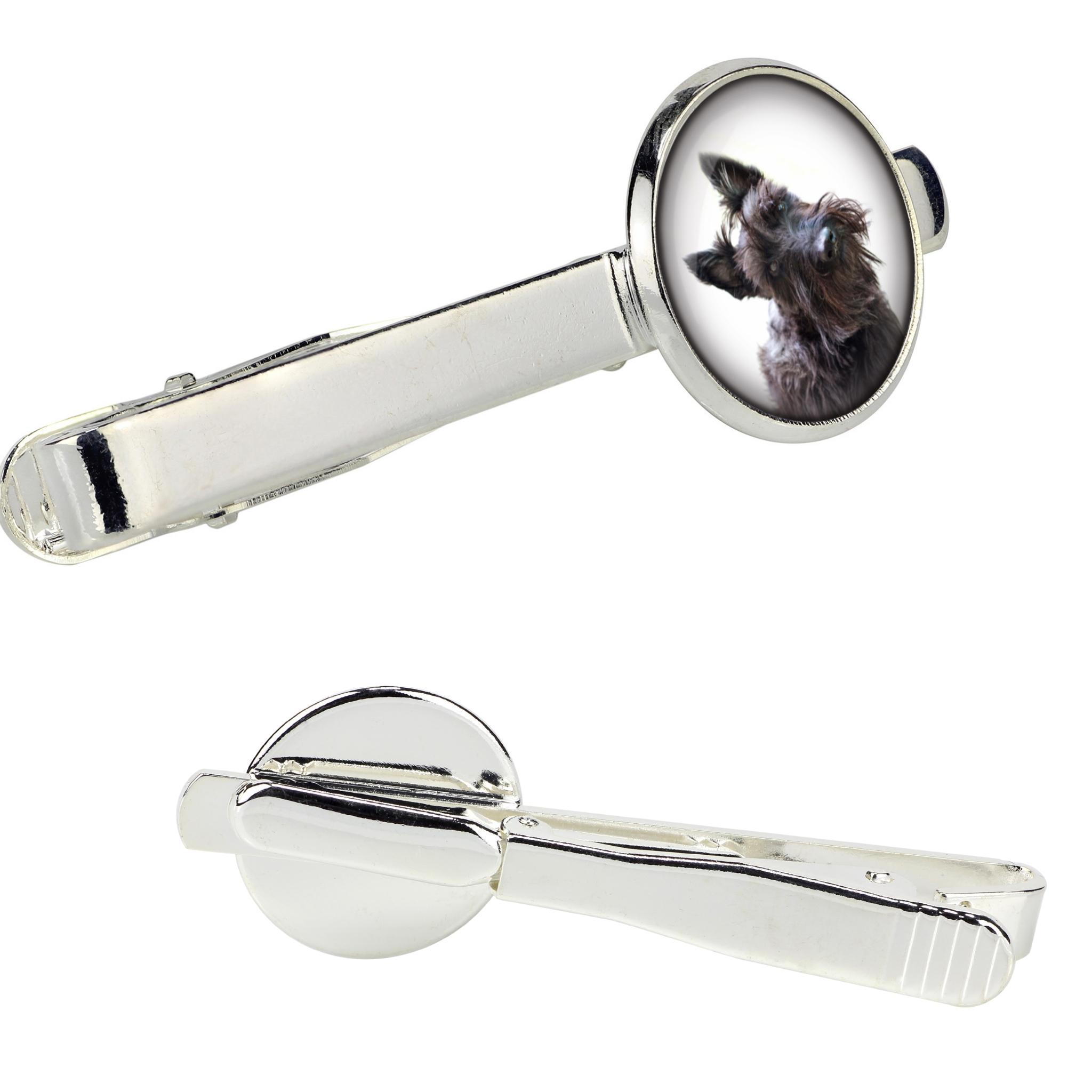 

Scottish terrier, Aberdeen Terrier, Scottie, Aberdeenie - tie clip in a box, stylish tie, personalized jewelry from the Art-Dog brand срібний