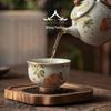 Ash-Glazed Hand-Painted Koi Ceramic Tea Cup for Kung Fu Tea Ceremony