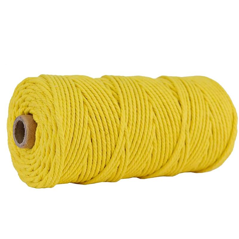 100M/Rouleau Fourniture Décoration Maison Corde Coton Macramé Colorée Tricotée à la Main 3mm Projets DIY Emballage Cadeau Naturel