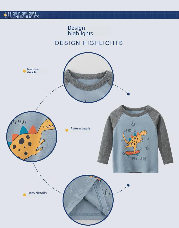 27kids Kinder Herbst 2025 Jungen Langarm Unterzieh-T-Shirt im koreanischen Stil