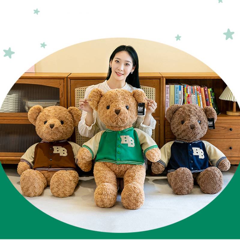 Baseball Uniform Teddy Bear Plush Toy Girl Bed Doll Warm Children Companion