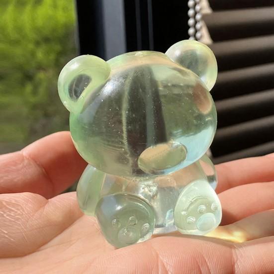 1/4Pcs Mini Clear Bear Squeeze Toy Stress Relief Sitting Bear Sensory Toy Anxiety Relieving Sugar Stress Ball Focus Aid Decompression Animal Toy