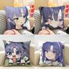HHayase Yuuka Blue AArchive Cushion Cover Natural Linen Organic Fabric DoubleSided Printing Room Sofa Decor Pillow Case