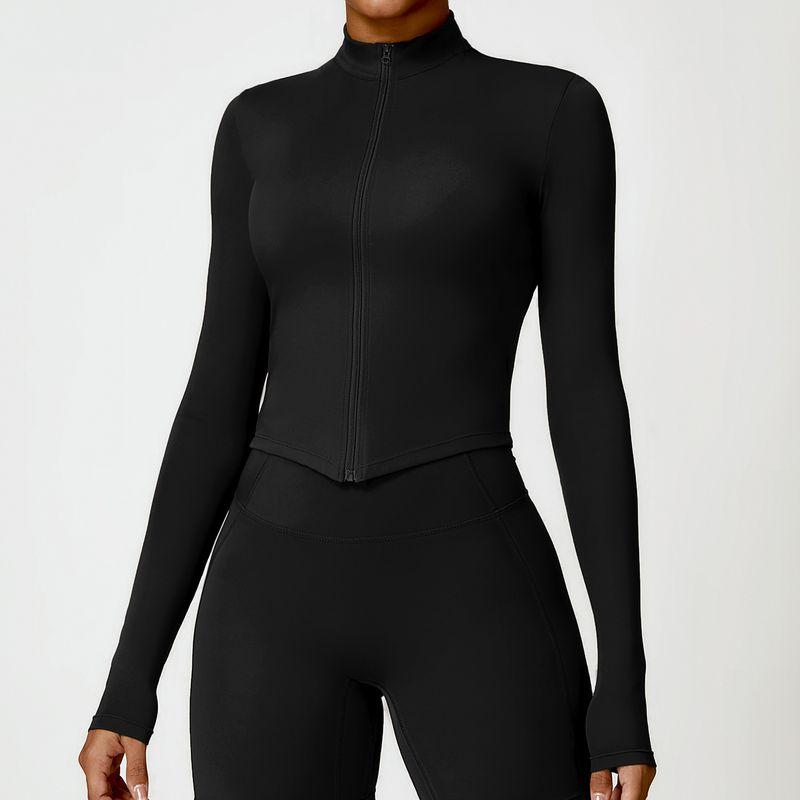 Guangzhou Zechuang Clothing Co., Ltd. Quick-Drying Nude Feel Fitness Outwear Women's Zipper Outwear Running Sports Tight