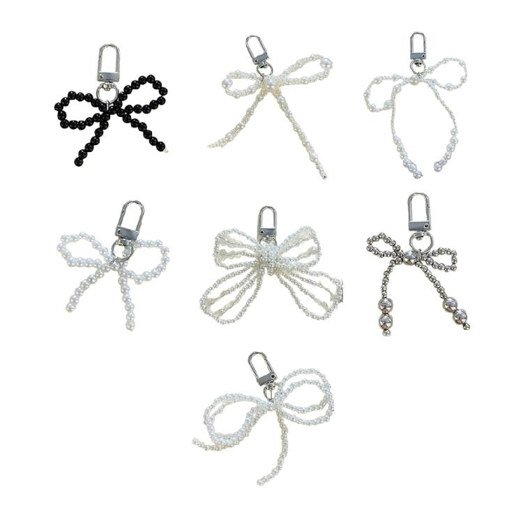 Pearl Bowknot Keychain Decorations Keyring Hanging Ornament for Backpack Handbag